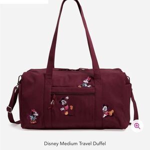 Vera Bradley Disney Duffel Bag Medium in Flirty Mickey and Minnie on Maroon NWT